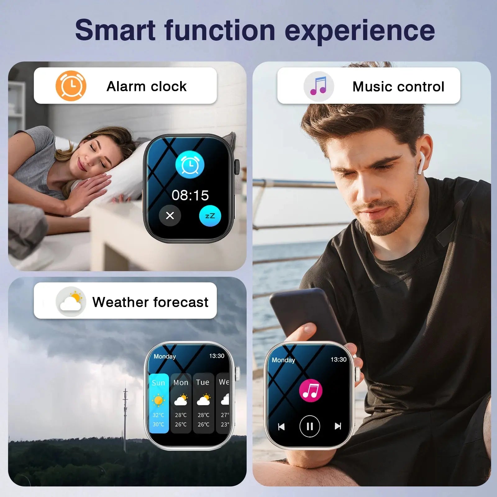 Smart Watch with 2.02-Inch HD Display – Wireless Calling/Dialing, Alarm/Message Notifications, Fitness Tracking, Music Control. GreatEagleInc