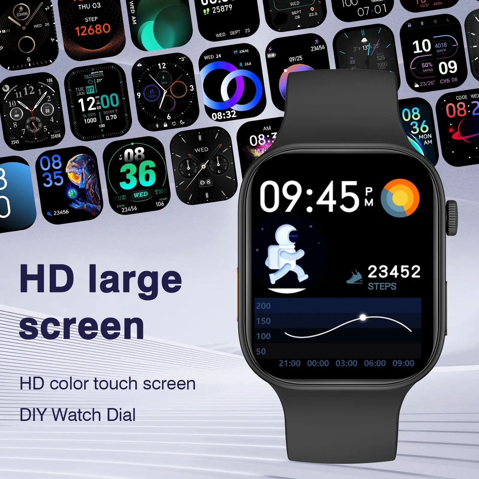 Smart Watch with 2.02-Inch HD Display – Wireless Calling/Dialing, Alarm/Message Notifications, Fitness Tracking, Music Control. GreatEagleInc