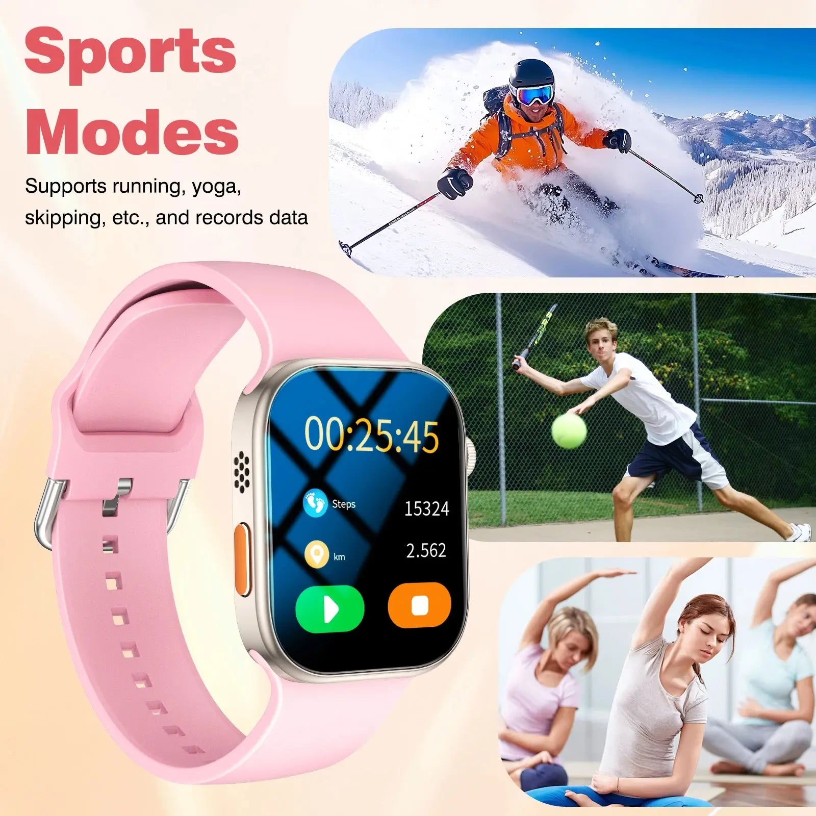 Smart Watch with 2.02-Inch HD Display – Wireless Calling/Dialing, Alarm/Message Notifications, Fitness Tracking, Music Control. GreatEagleInc