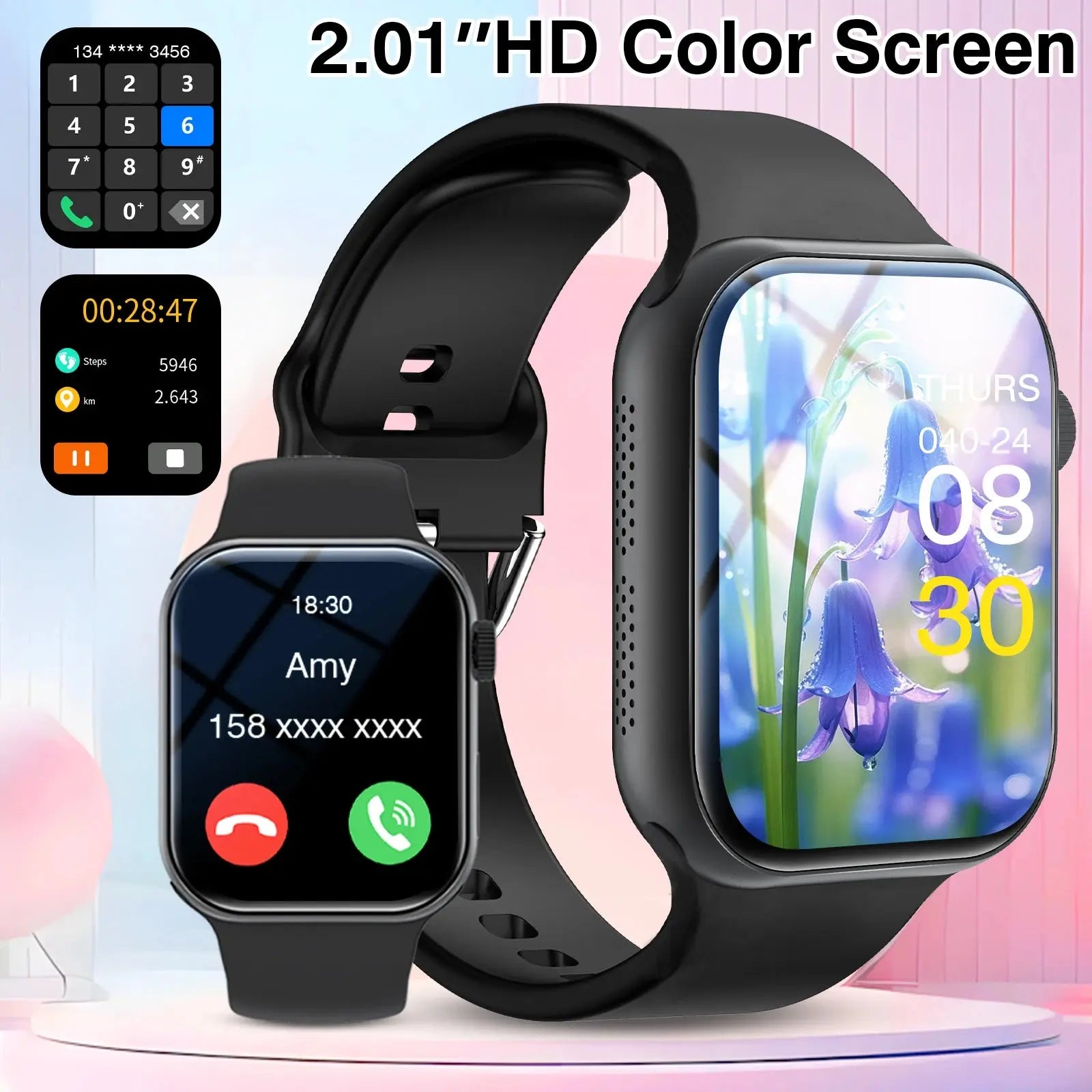 Smart Watch, Wireless Call/Dial, Multi-Sport Mode, Multiple APP Reminders, Suitable for Men and Women, Compatible with IPhone/An GreatEagleInc