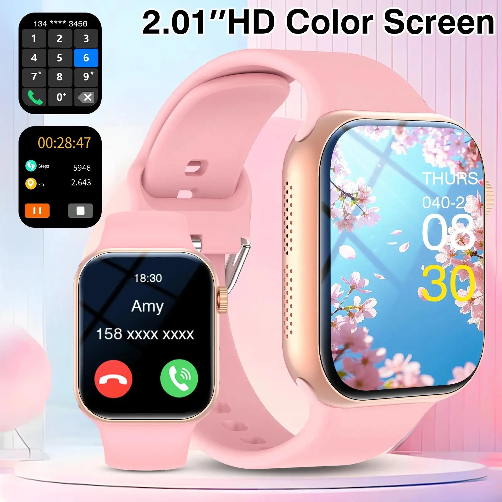 Smart Watch, Wireless Call/Dial, Multi-Sport Mode, Multiple APP Reminders, Suitable for Men and Women, Compatible with IPhone/An GreatEagleInc