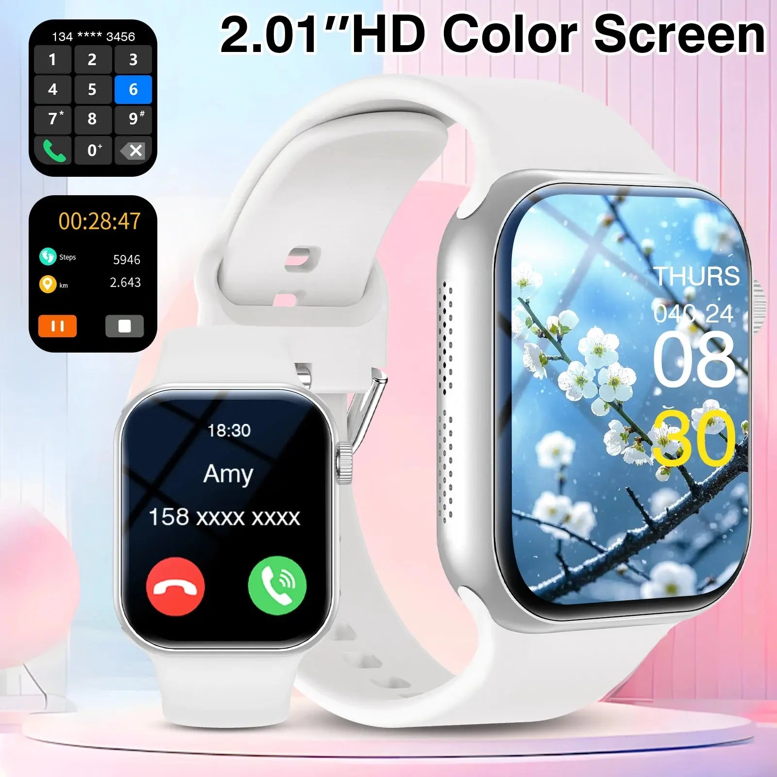 Smart Watch, Wireless Call/Dial, Multi-Sport Mode, Multiple APP Reminders, Suitable for Men and Women, Compatible with IPhone/An GreatEagleInc