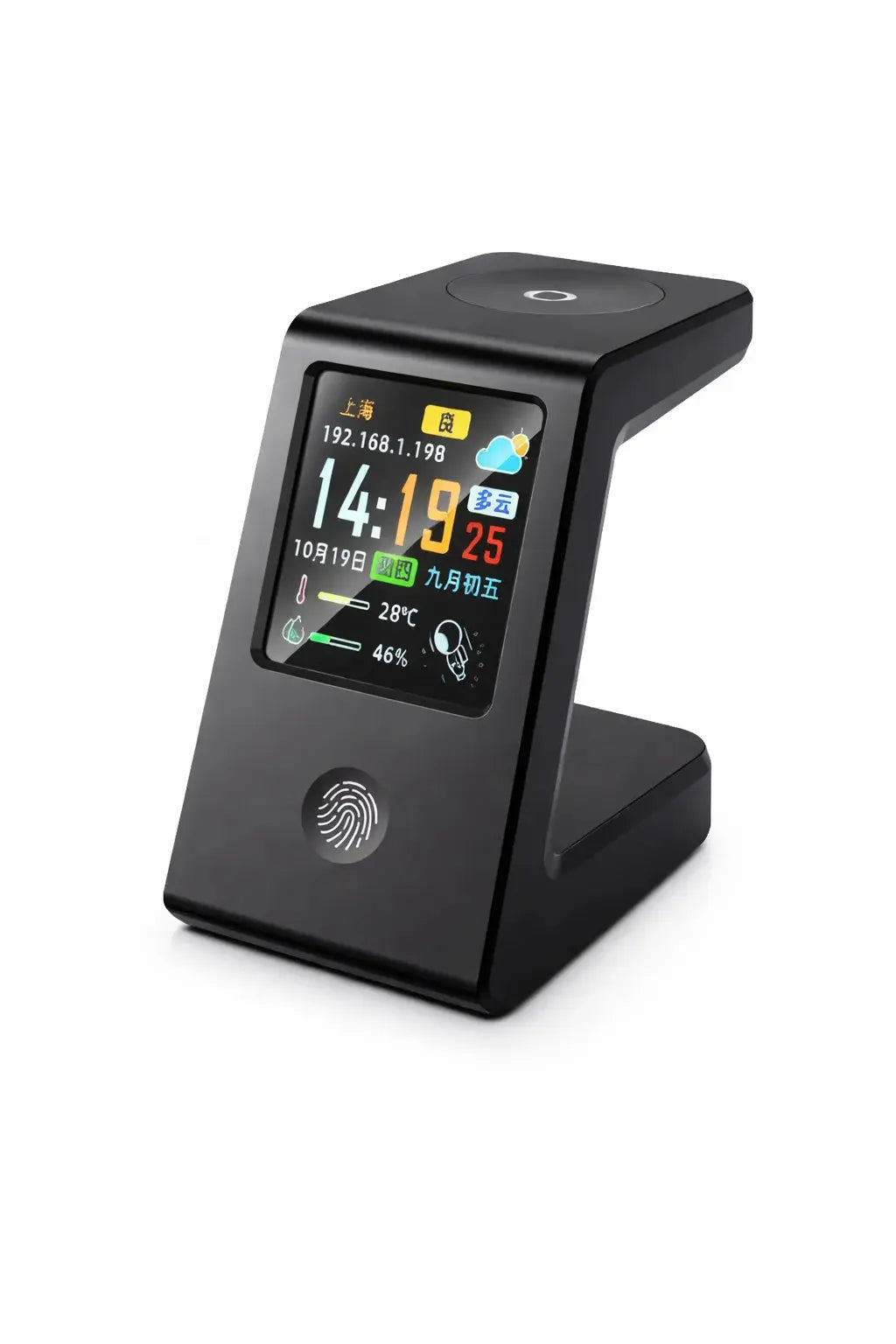 Smart WiFi weather clock, featuring wireless charging for watches, digital table clock, real-time weather display, touch control GreatEagleInc