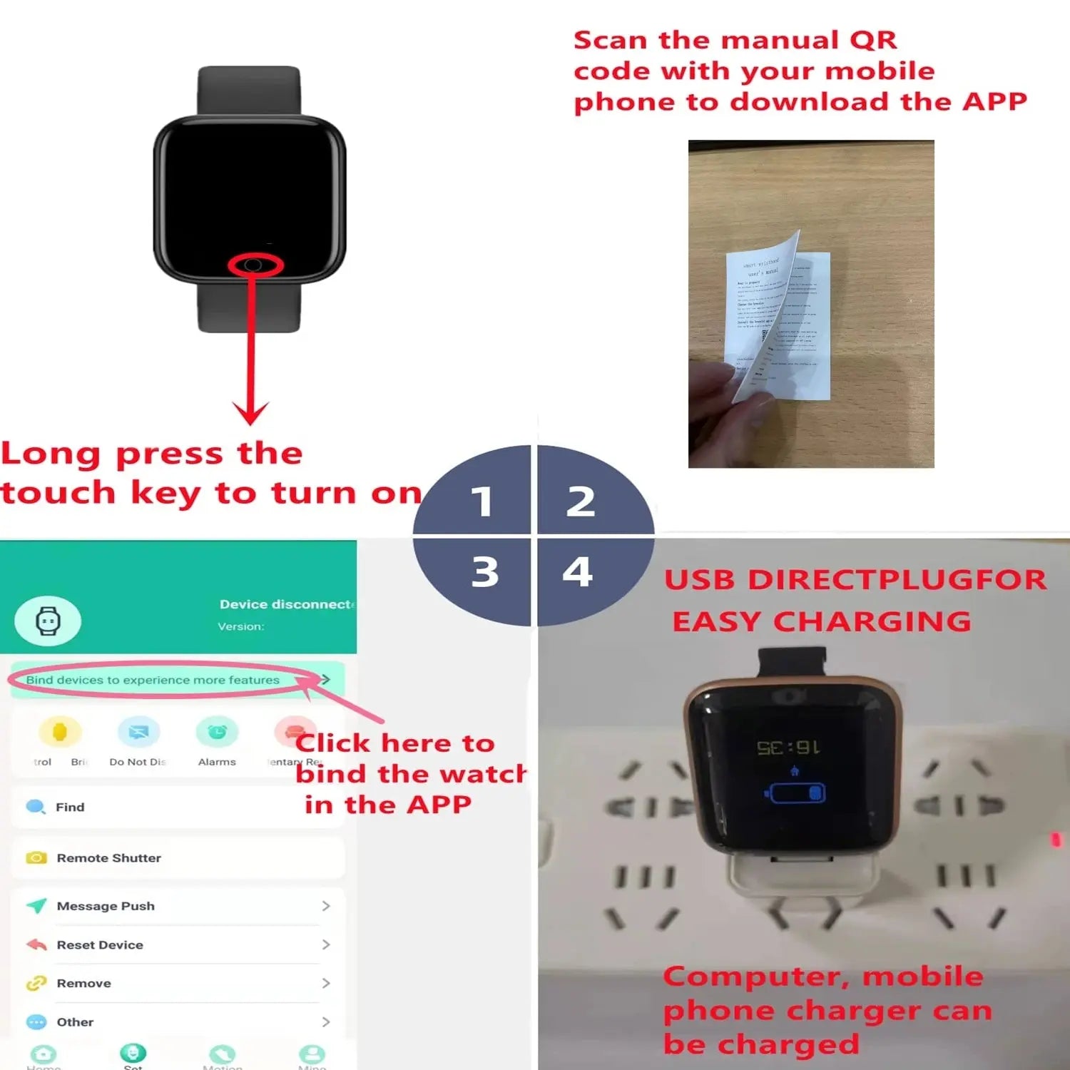 Smartwatch Men Women Wristwatches Smart Watch Message Fitness Monitor Bracelet Birthday Gift Electronic Clock For Android IOS GreatEagleInc