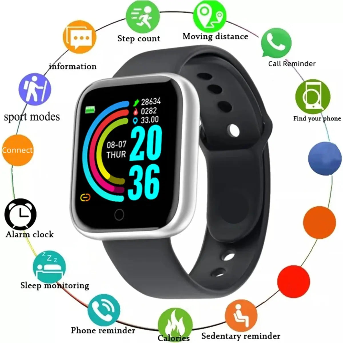 Smartwatch Men Women Wristwatches Smart Watch Message Fitness Monitor Bracelet Birthday Gift Electronic Clock For Android IOS GreatEagleInc