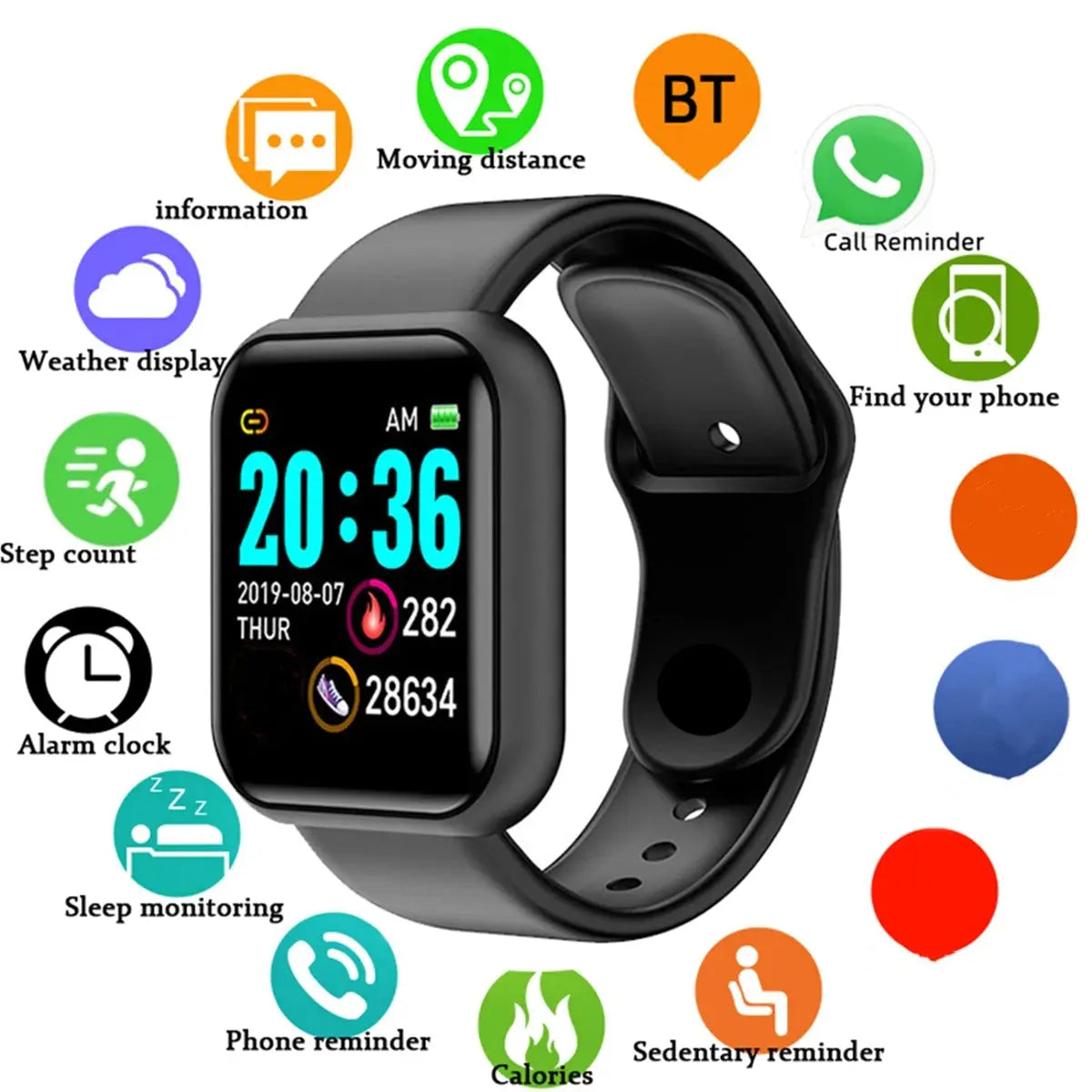 Smartwatch Men Women Wristwatches Smart Watch Message Fitness Monitor Bracelet Birthday Gift Electronic Clock For Android IOS GreatEagleInc