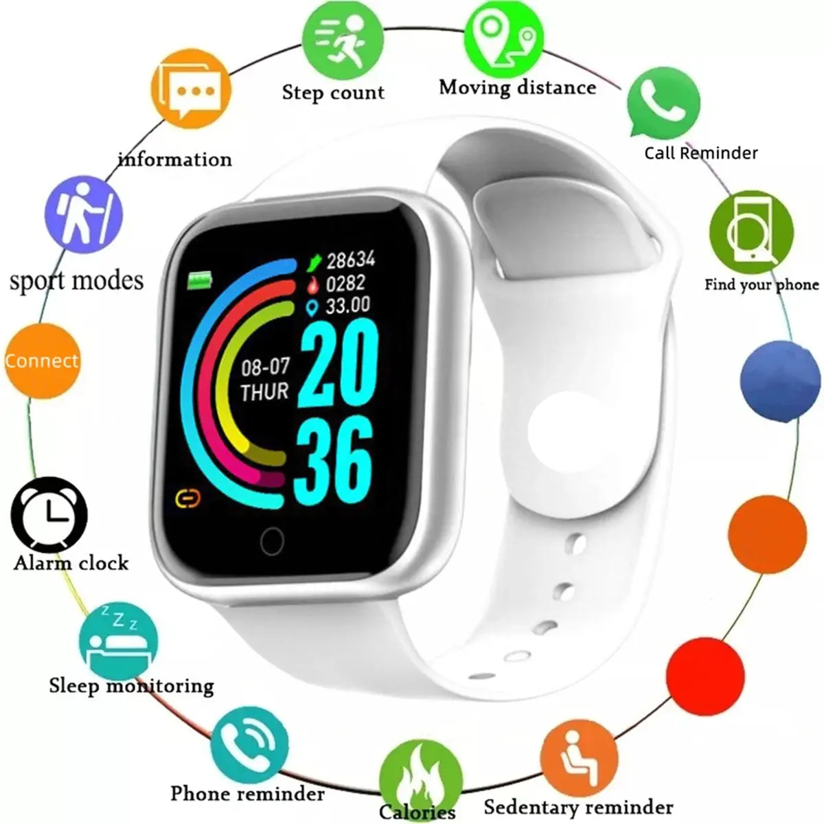 Smartwatch Men Women Wristwatches Smart Watch Message Fitness Monitor Bracelet Birthday Gift Electronic Clock For Android IOS GreatEagleInc