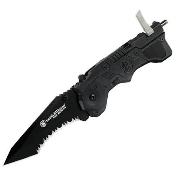 Smith & Wesson 3.5" Spring Assisted Folding Pocket Knife & Rescue Tool BTI Tools