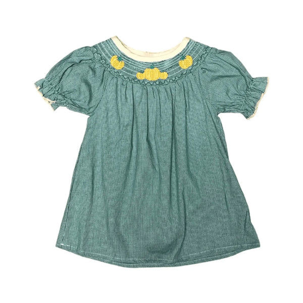 Smocked Pumpkin Dress (Green) Melina & Me