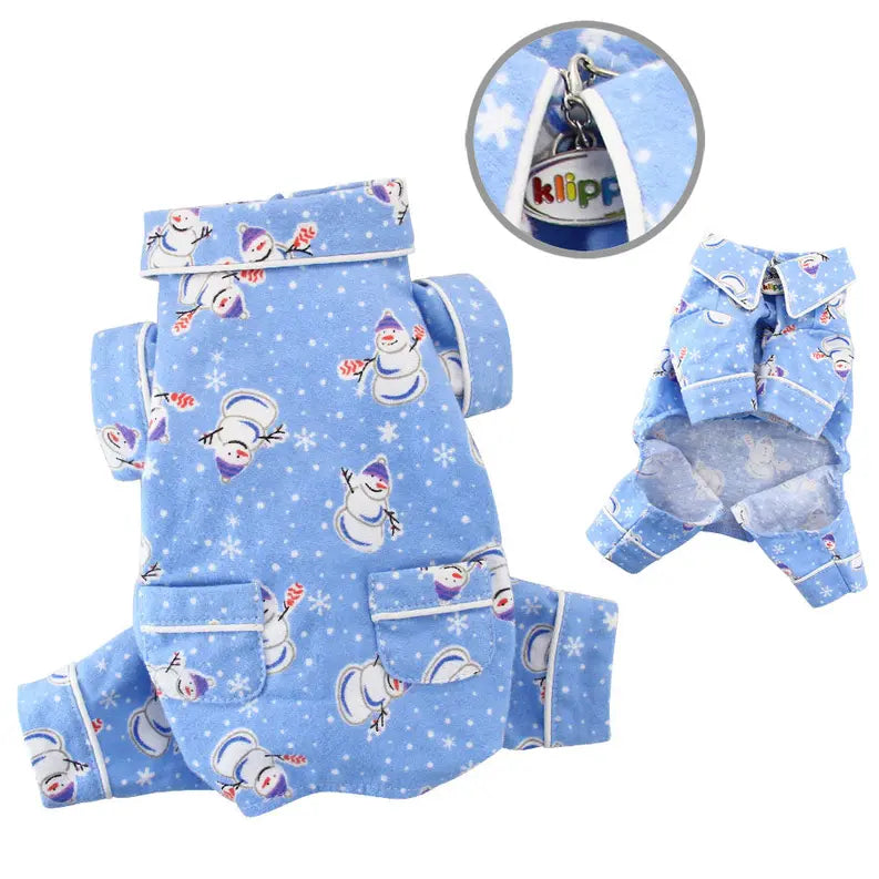 Snowman & Snowflake Flannel Pajamas with 2 Pockets Klippo