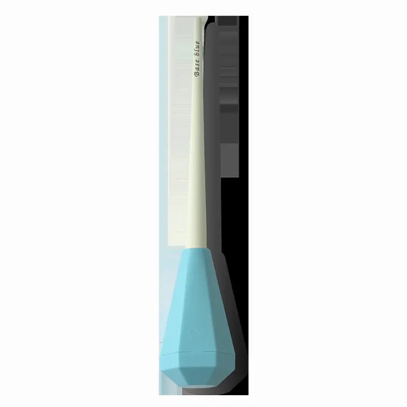 Light blue silicone spatula with a sleek white handle, ideal for baking and cooking tasks.