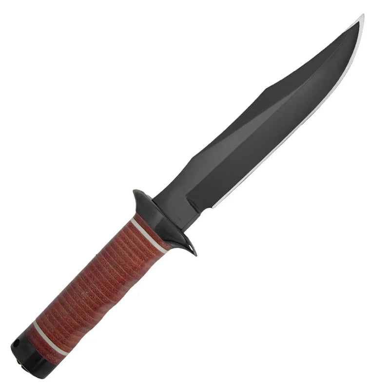 Sog Bowie 2.0 Knife 6.4" Black Tini Blade Leather Handles Leather Sheath SOG
