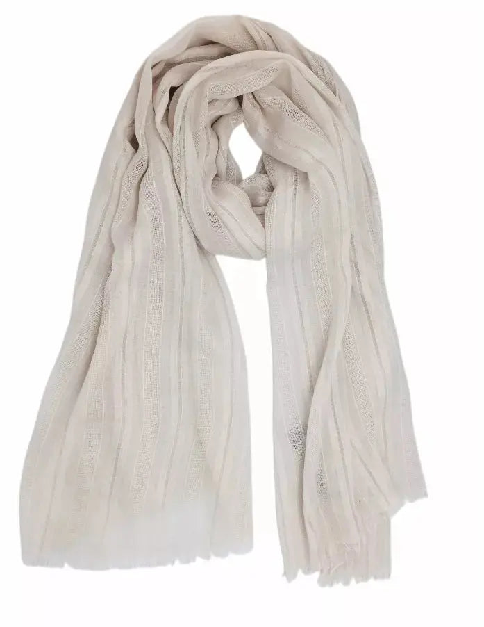 Solid Cotton Stripe Scarf JC Sunny Fashion