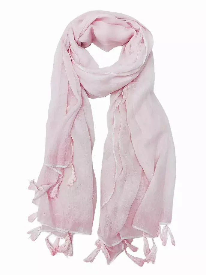 Solid Tassel-Trim Scarf JC Sunny Fashion