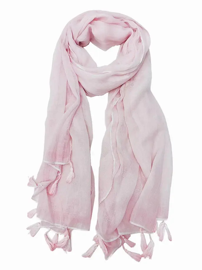 Solid Tassel-Trim Scarf JC Sunny Fashion