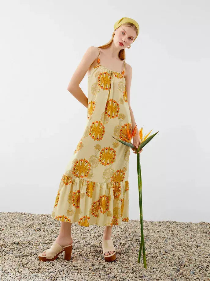 Spaghetti Strap Print Dress Nocturne