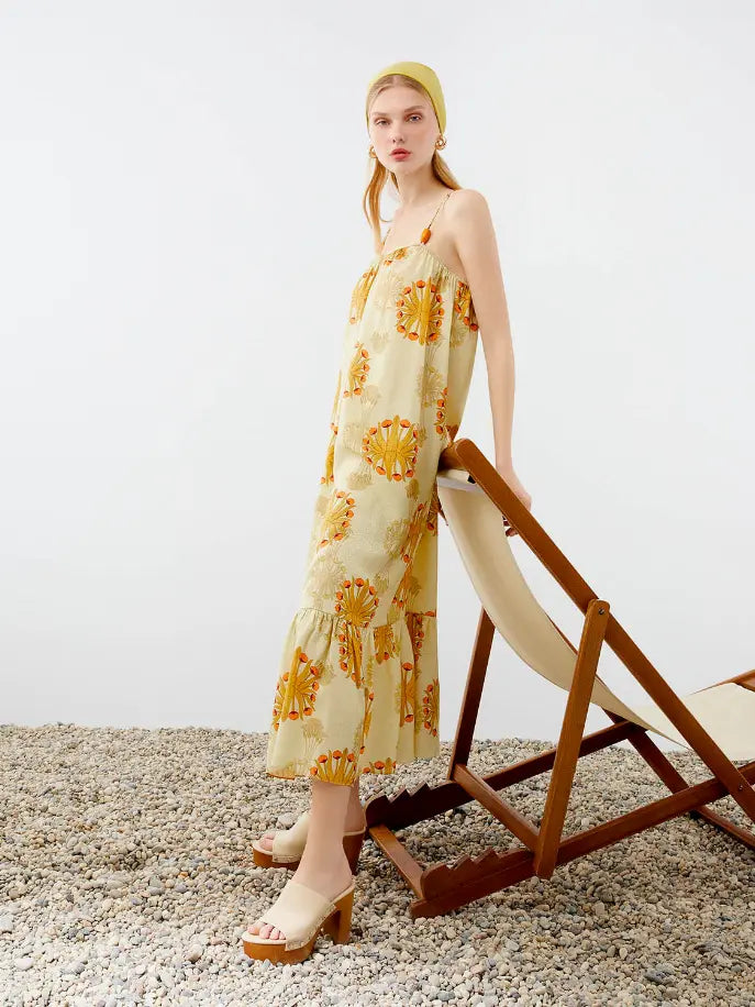 Spaghetti Strap Print Dress Nocturne