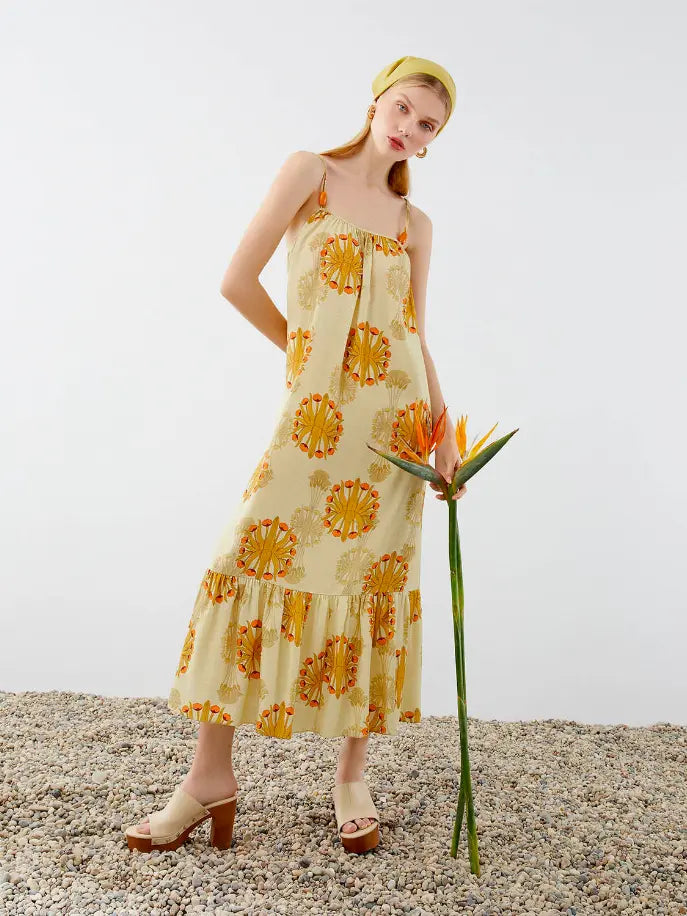 Spaghetti Strap Print Dress Nocturne