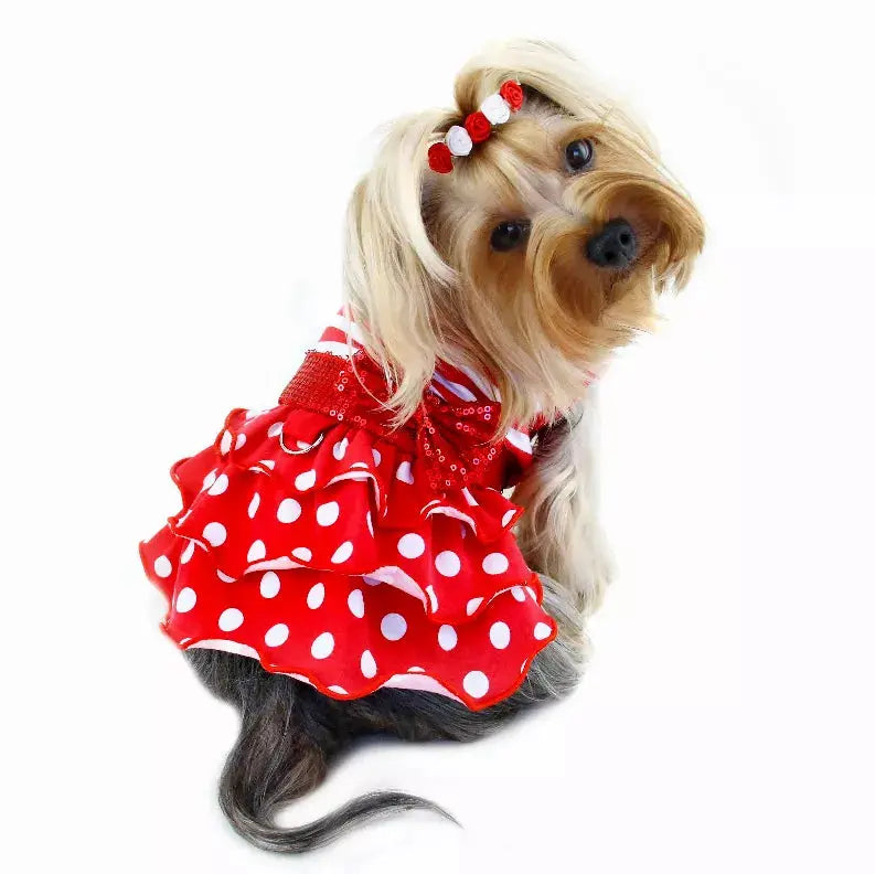 Sparkling Bow Ruffle Layered Dress Klippo Pet