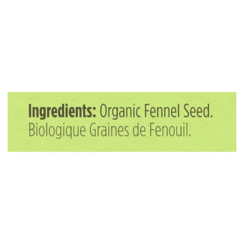 Spicely Organics - Organic Fennel Seed - Case Of 6 - 0.3 Oz. Spicely Organics