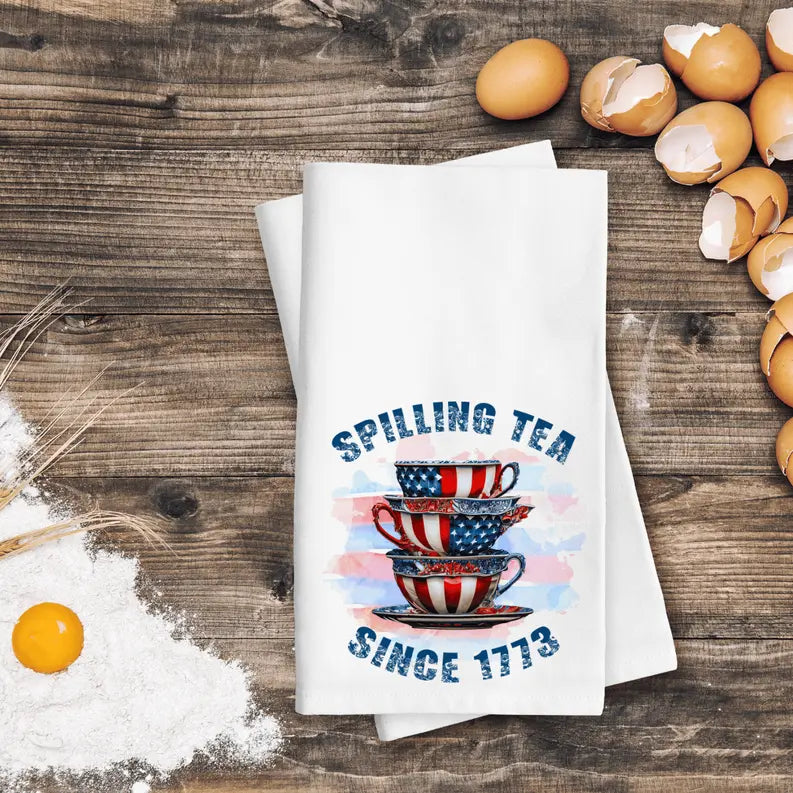 Spilling Tea in America Kitchen Towel The 308 Collective