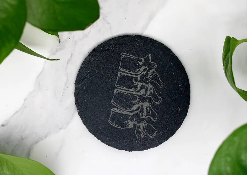 Spinal Column Anatomy Engraved Slate Coaster Three Witches