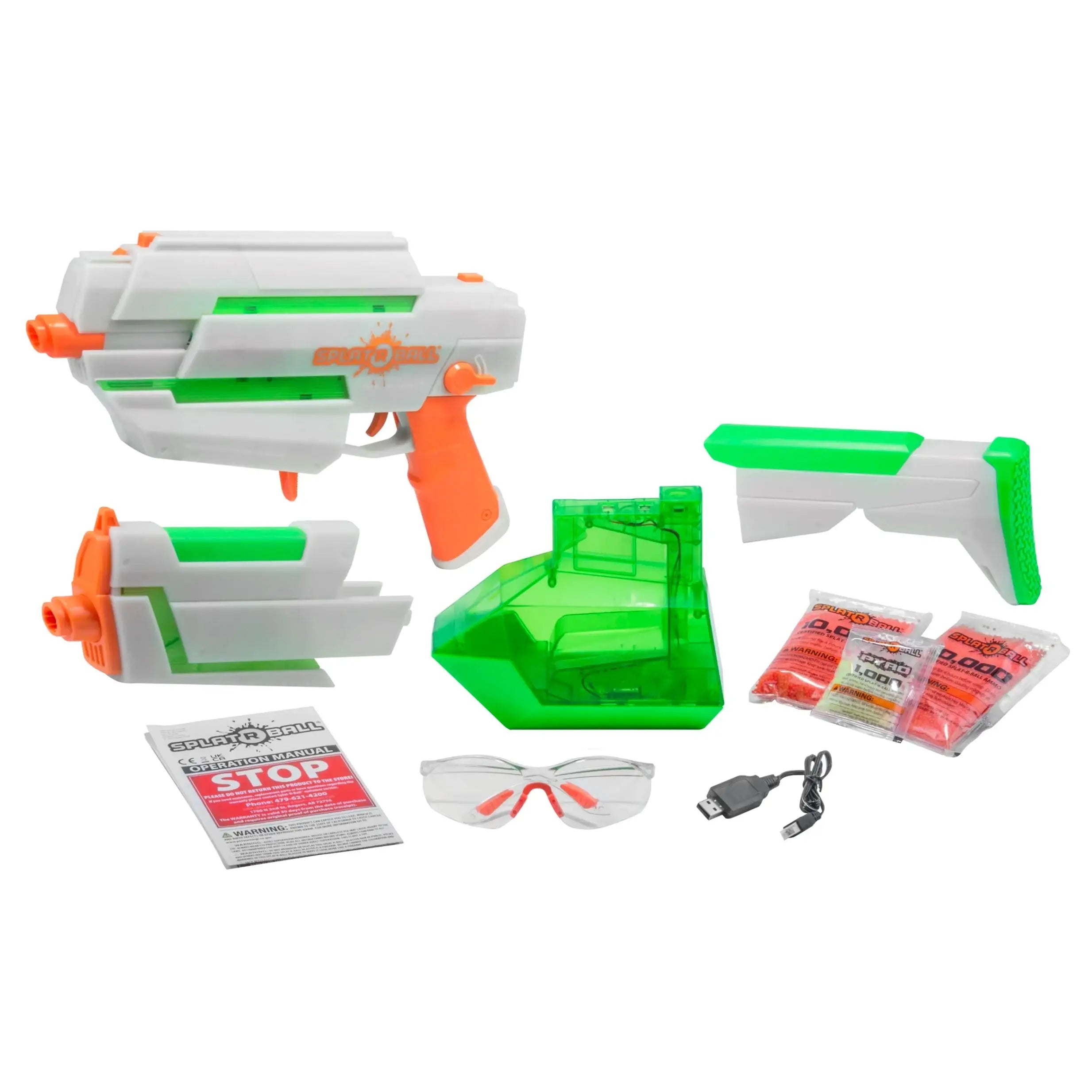 Splatrball Srb1300 Skyglow Full Auto Rechargeable Battery Powered Water Bead Gel Ball Blaster Kit SPLATRBALL