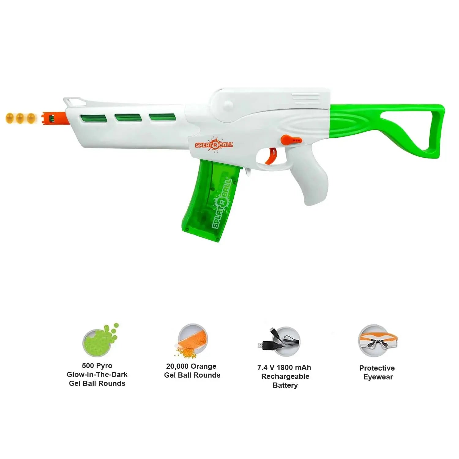 Splatrball Srb800 Pyro Full Auto Rechargeable Battery Powered Water Bead Gel Ball Blaster Kit SPLATRBALL