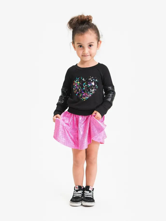 Splatter Rainbow Foil Heart Sweatshirt Little Mass