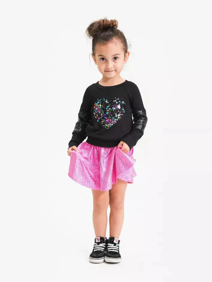 Splatter Rainbow Foil Heart Sweatshirt Little Mass