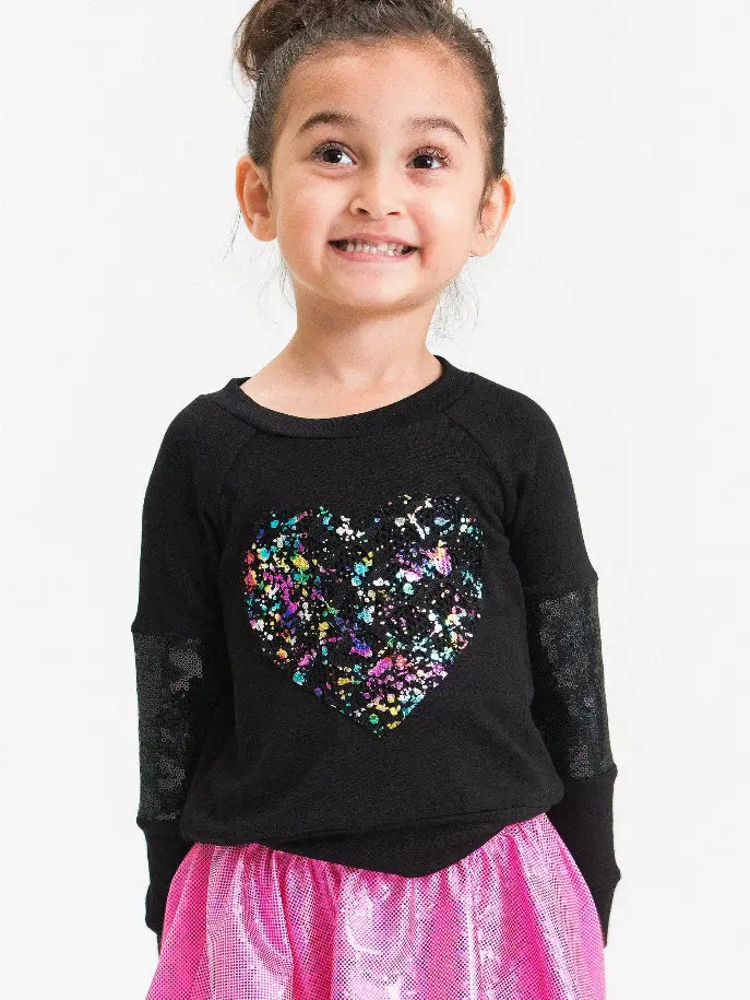 Splatter Rainbow Foil Heart Sweatshirt Little Mass