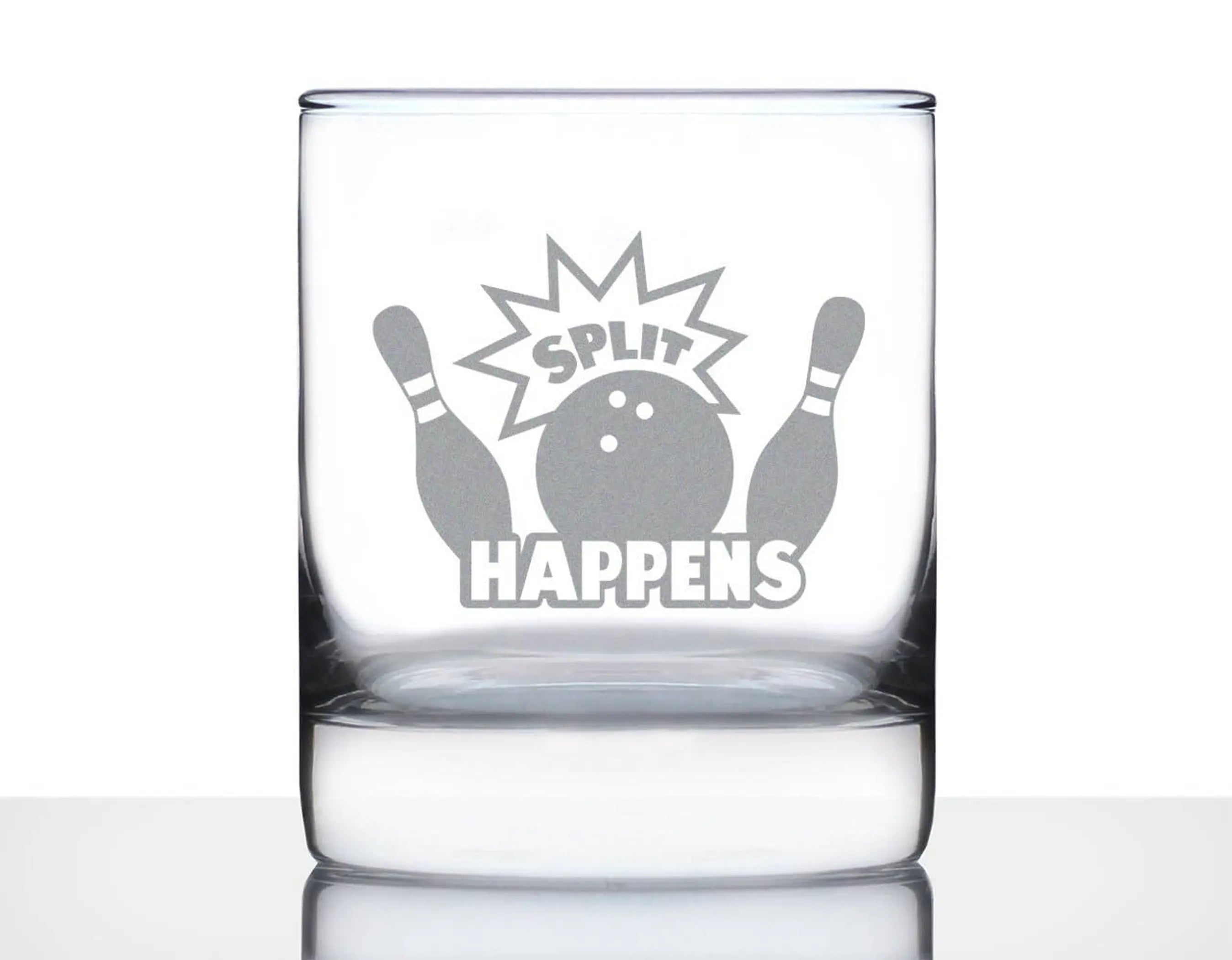 Split Happens Whiskey Rocks Glass - Bowling Gifts and Decor Bevvee