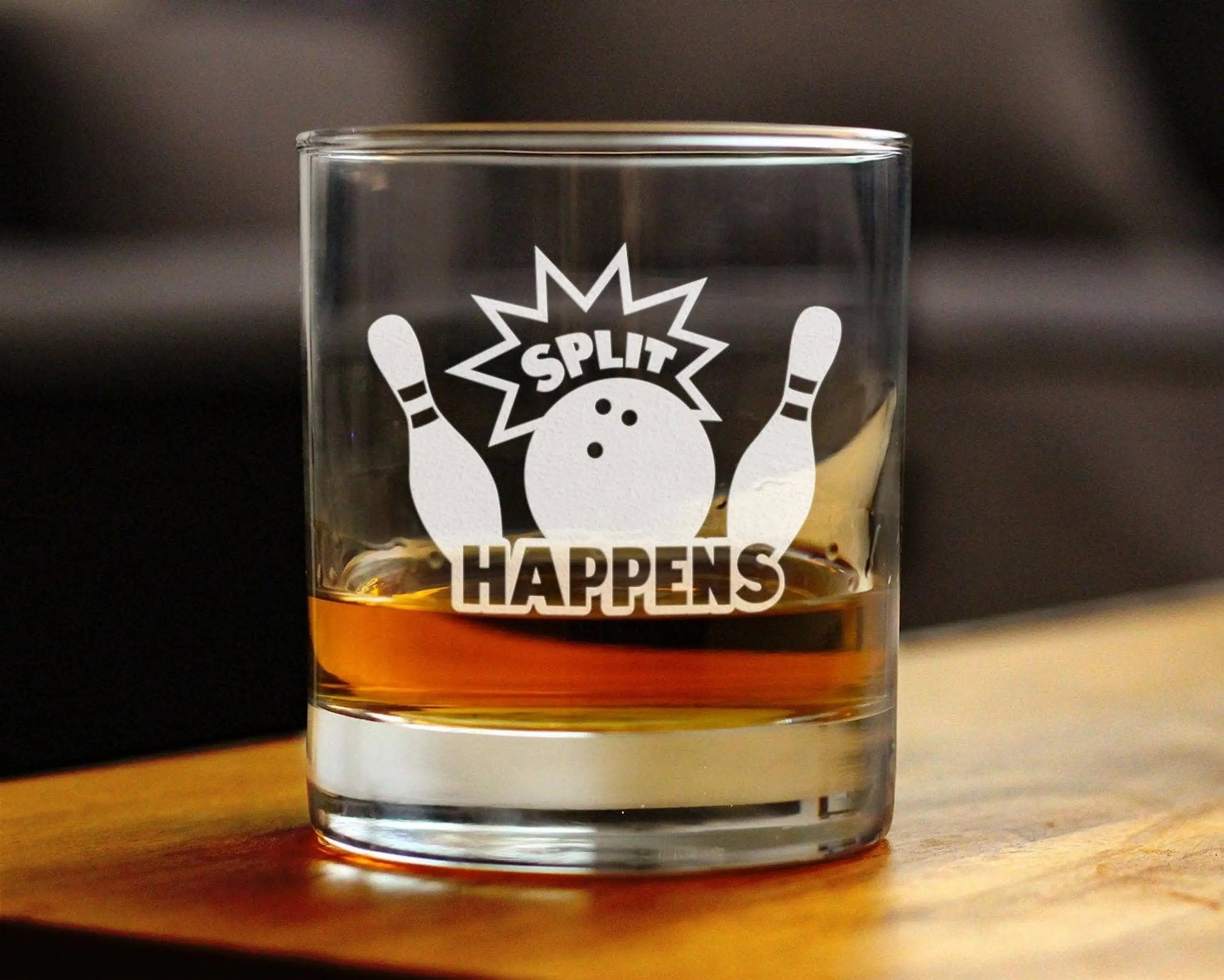 Split Happens Whiskey Rocks Glass - Bowling Gifts and Decor Bevvee