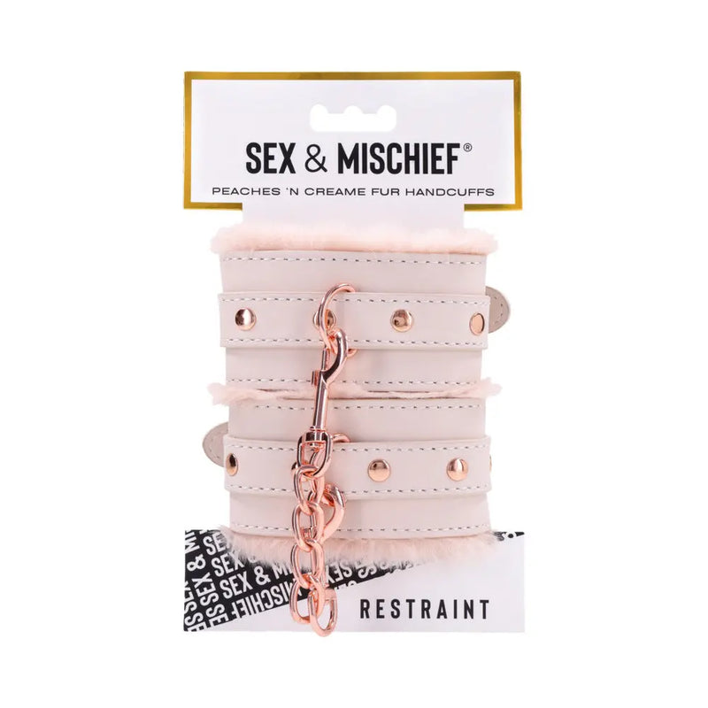 Sportsheets Sex & Mischief Peaches n CreaMe Fur Handcuffs Sportsheets
