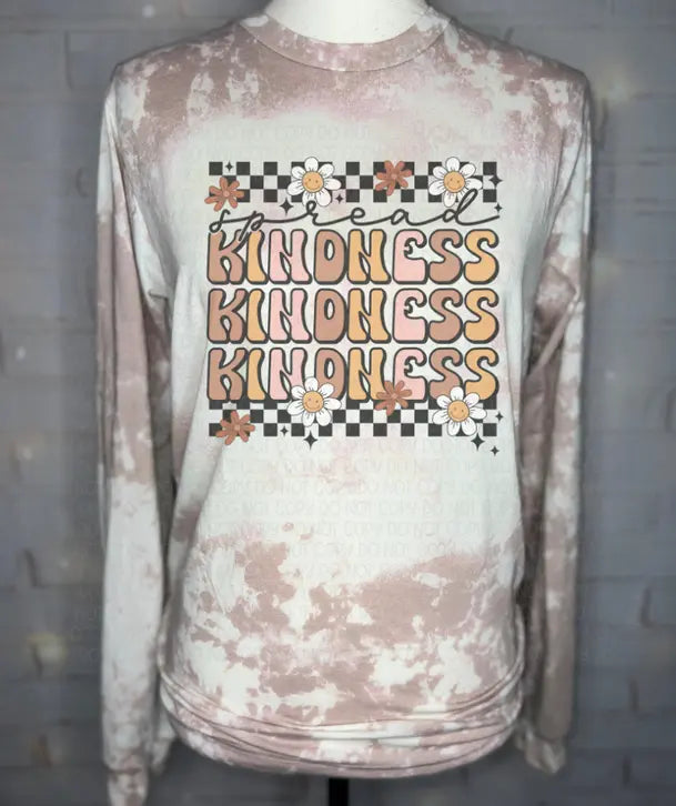 Spread Kindness Bleached Long Sleeve Tee The Blended Owl