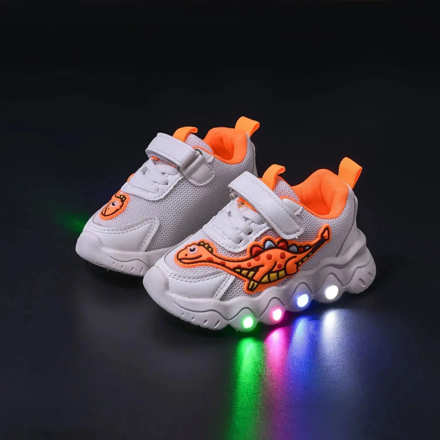 Spring New Style Dinosaur Led Light Sneakers for Boys and Girls Spring & Fall New Mesh Breathable Casual Light Shoes for Children and Middle-Aged Children GreatEagleInc