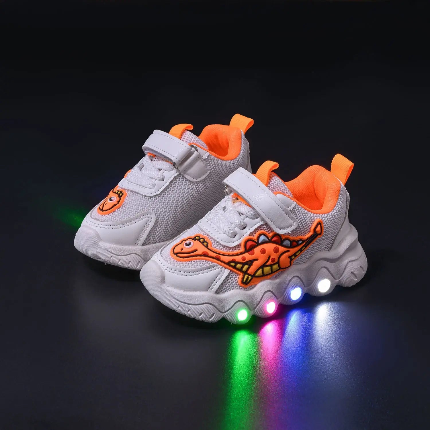Spring New Style Dinosaur Led Light Sneakers for Boys and Girls Spring & Fall New Mesh Breathable Casual Light Shoes for Children and Middle-Aged Children GreatEagleInc