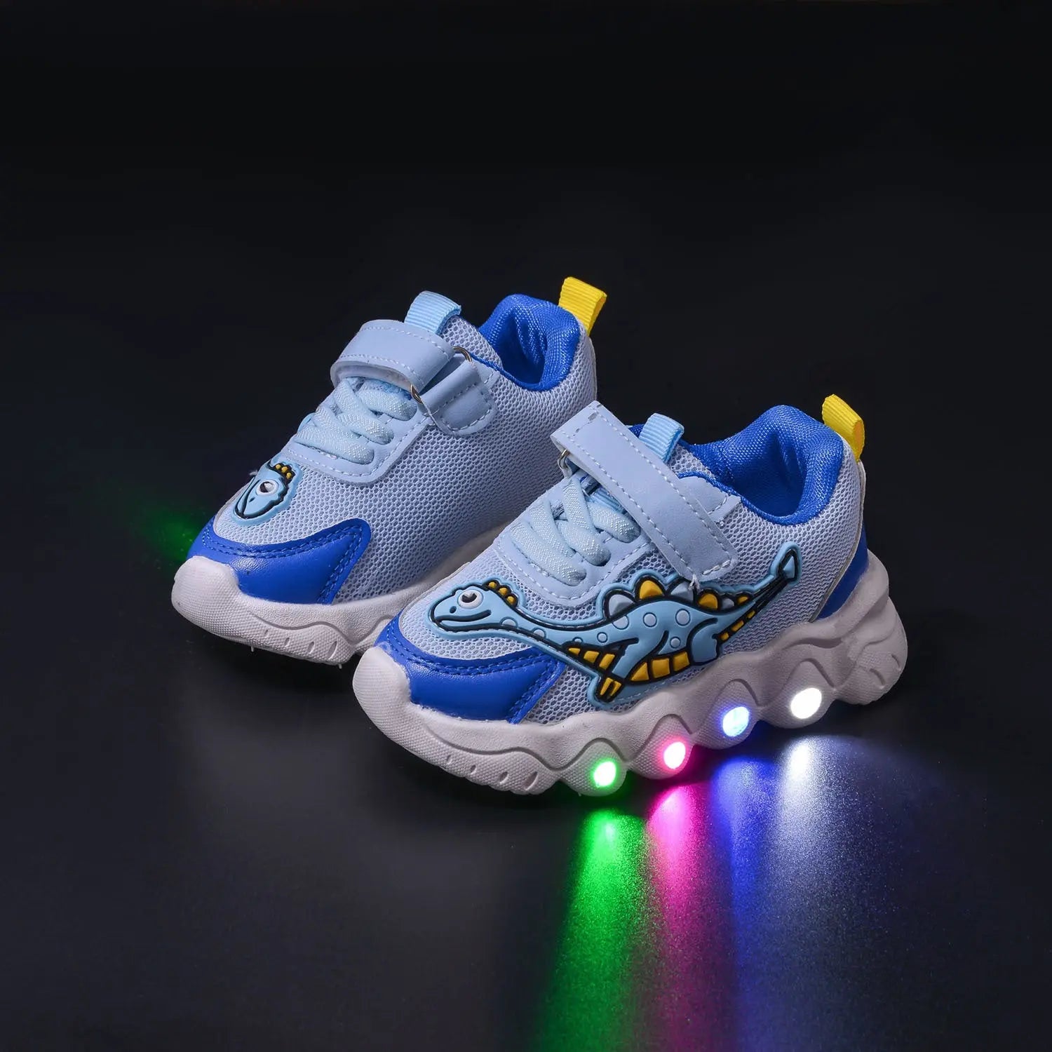 Spring New Style Dinosaur Led Light Sneakers for Boys and Girls Spring & Fall New Mesh Breathable Casual Light Shoes for Children and Middle-Aged Children GreatEagleInc