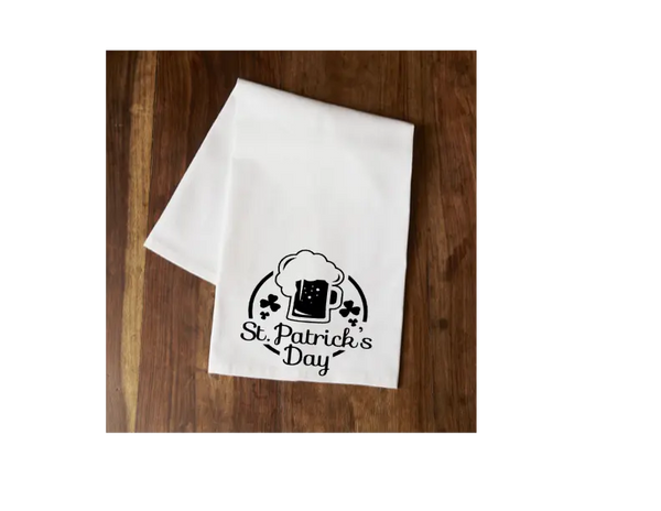 St. Patrick's Day w/Beer Mug Tea Towel Your Custom Sports