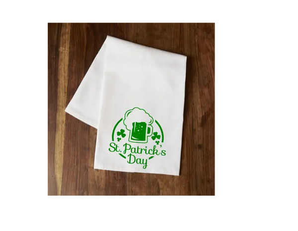 St. Patrick's Day w/Beer Mug Tea Towel Your Custom Sports