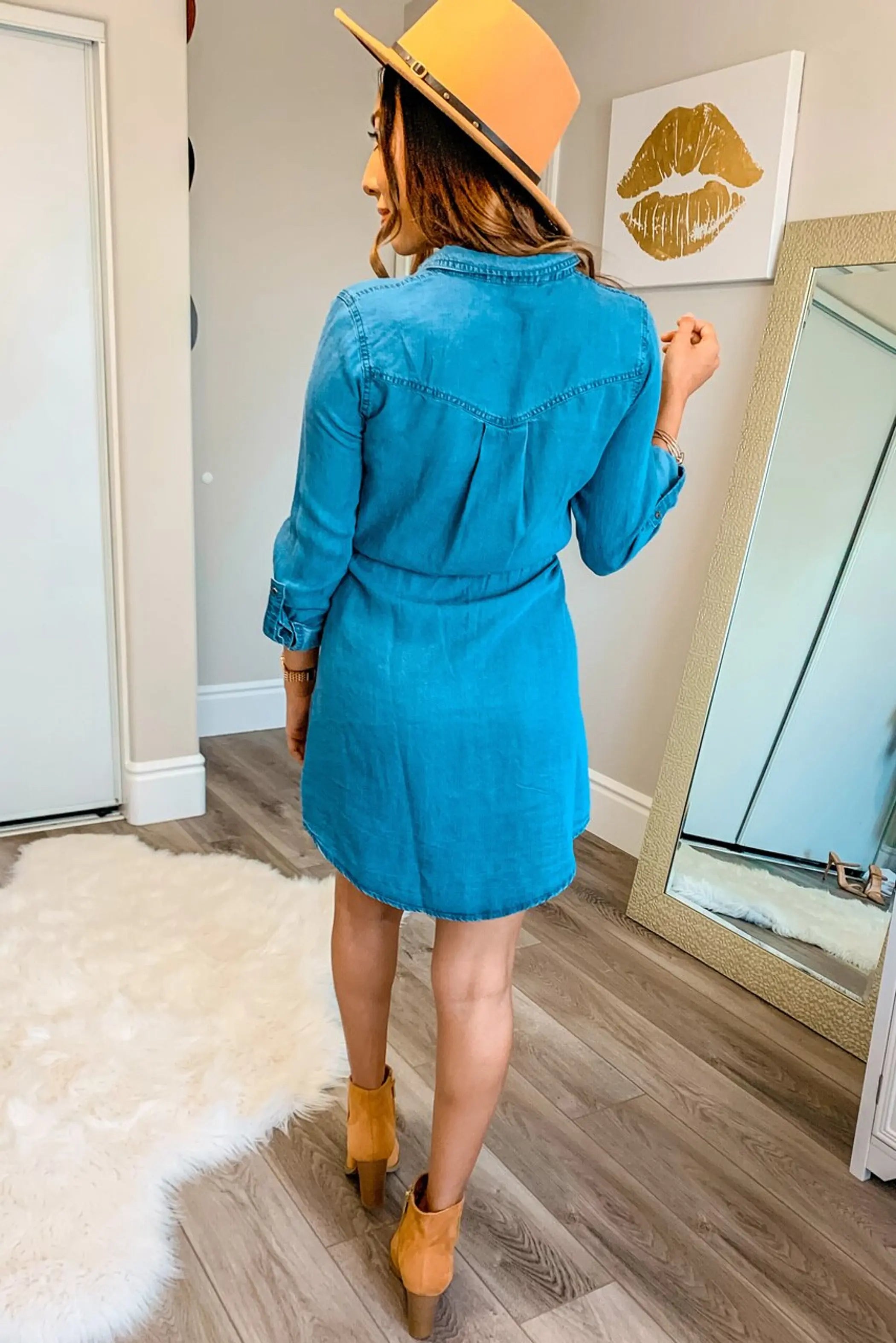 Staci Button-Down Tencel Denim Midi Shirt Dress SurelyMine