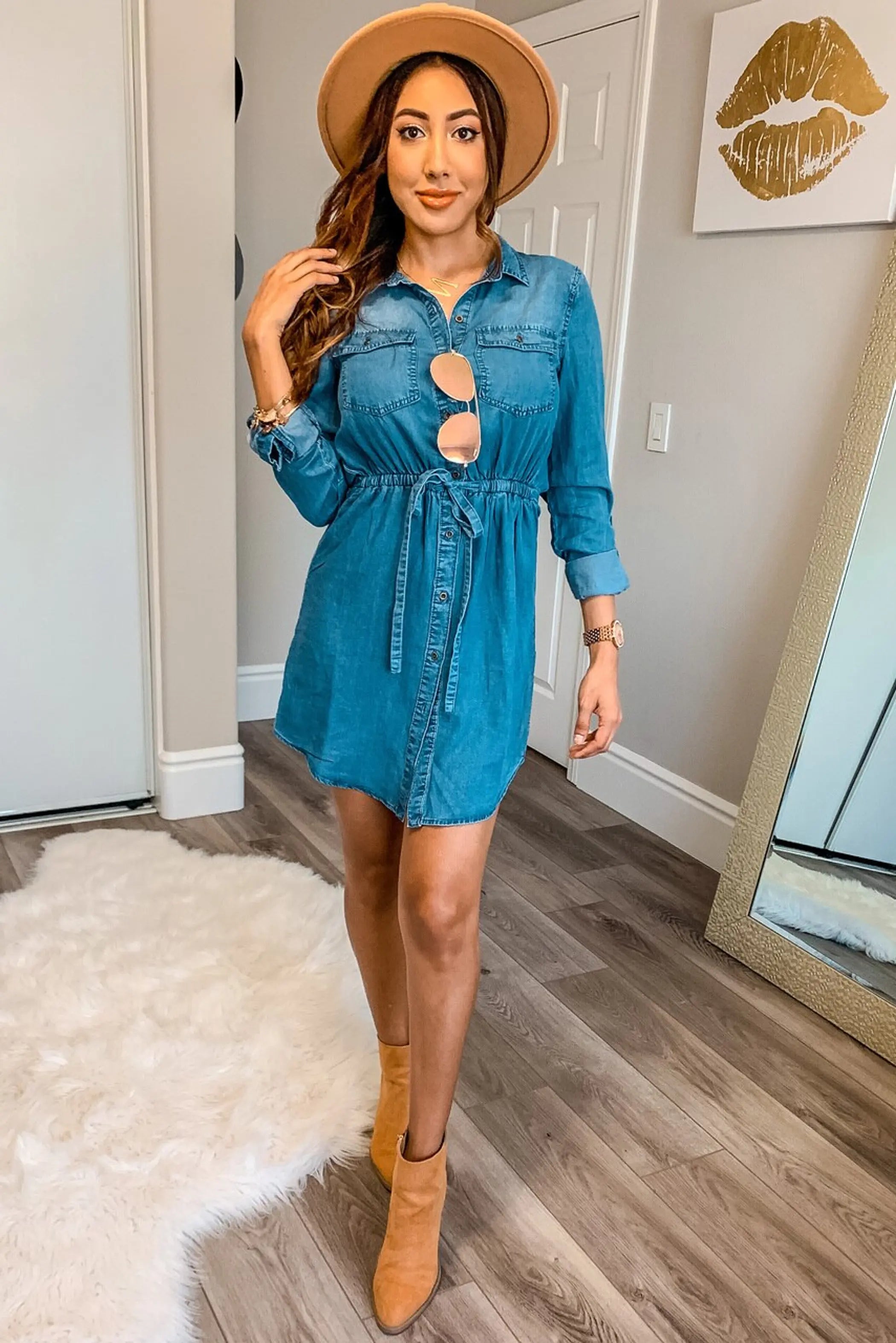 Staci Button-Down Tencel Denim Midi Shirt Dress SurelyMine