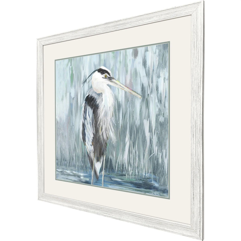 Standing Still Heron I Distressed White Framed Wall Art Homeroots Home Decor