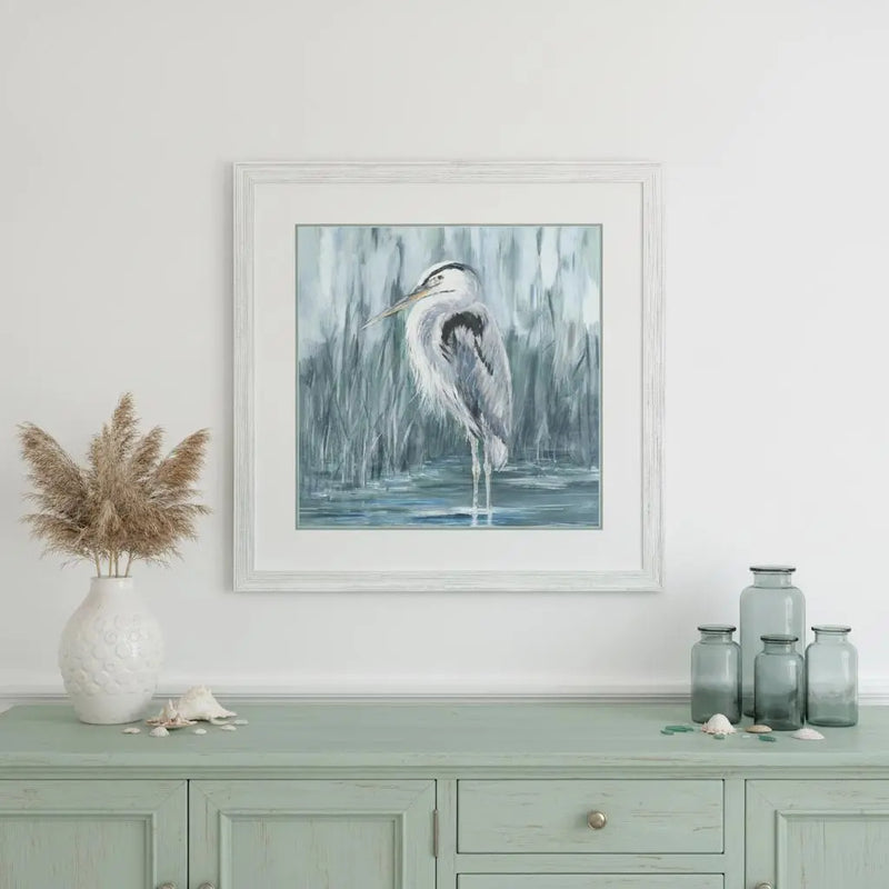 Standing Still Heron II Distressed White Framed Wall Art Homeroots Home Decor