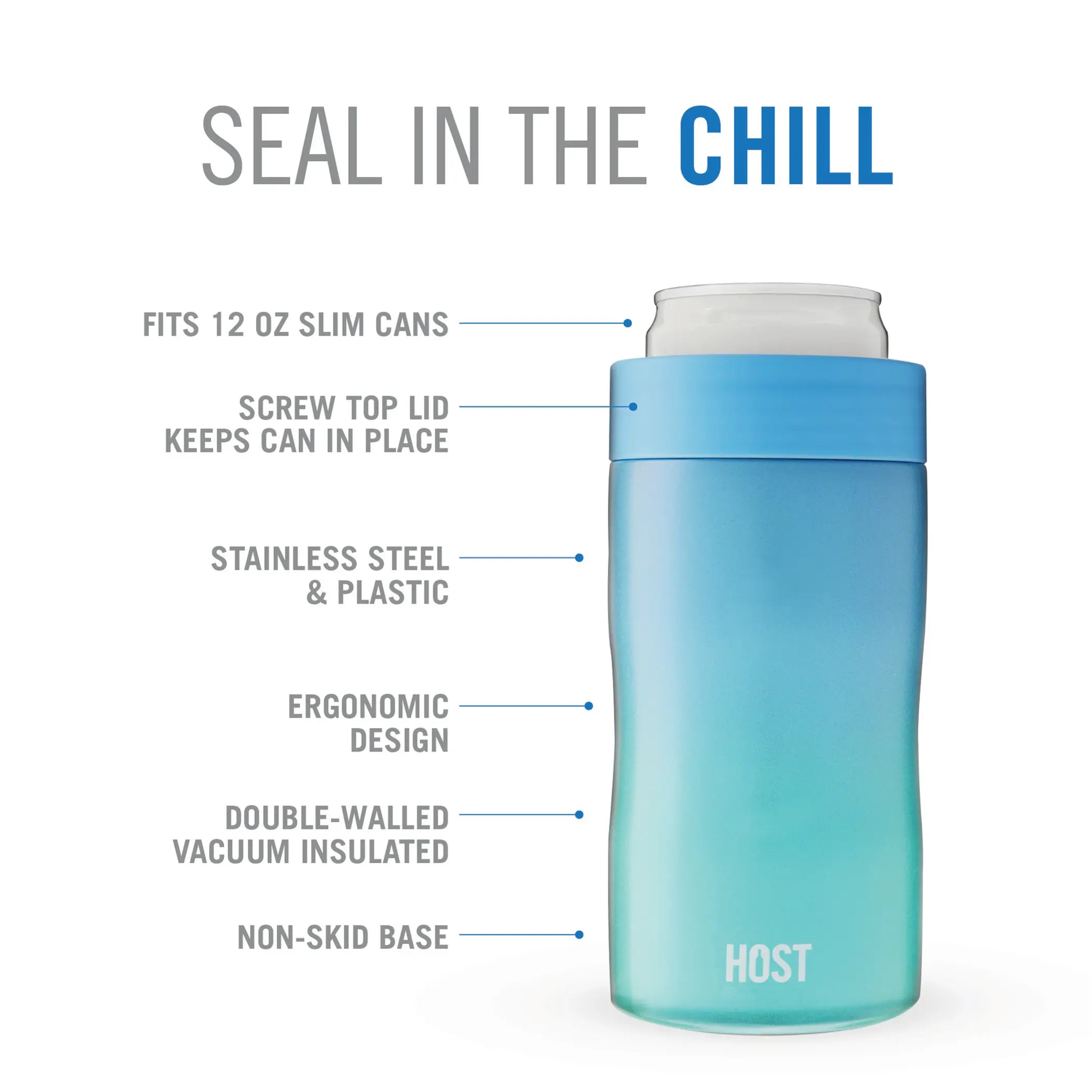 Stay-Chill Slim Can Cooler in Lagoon by HOST Host