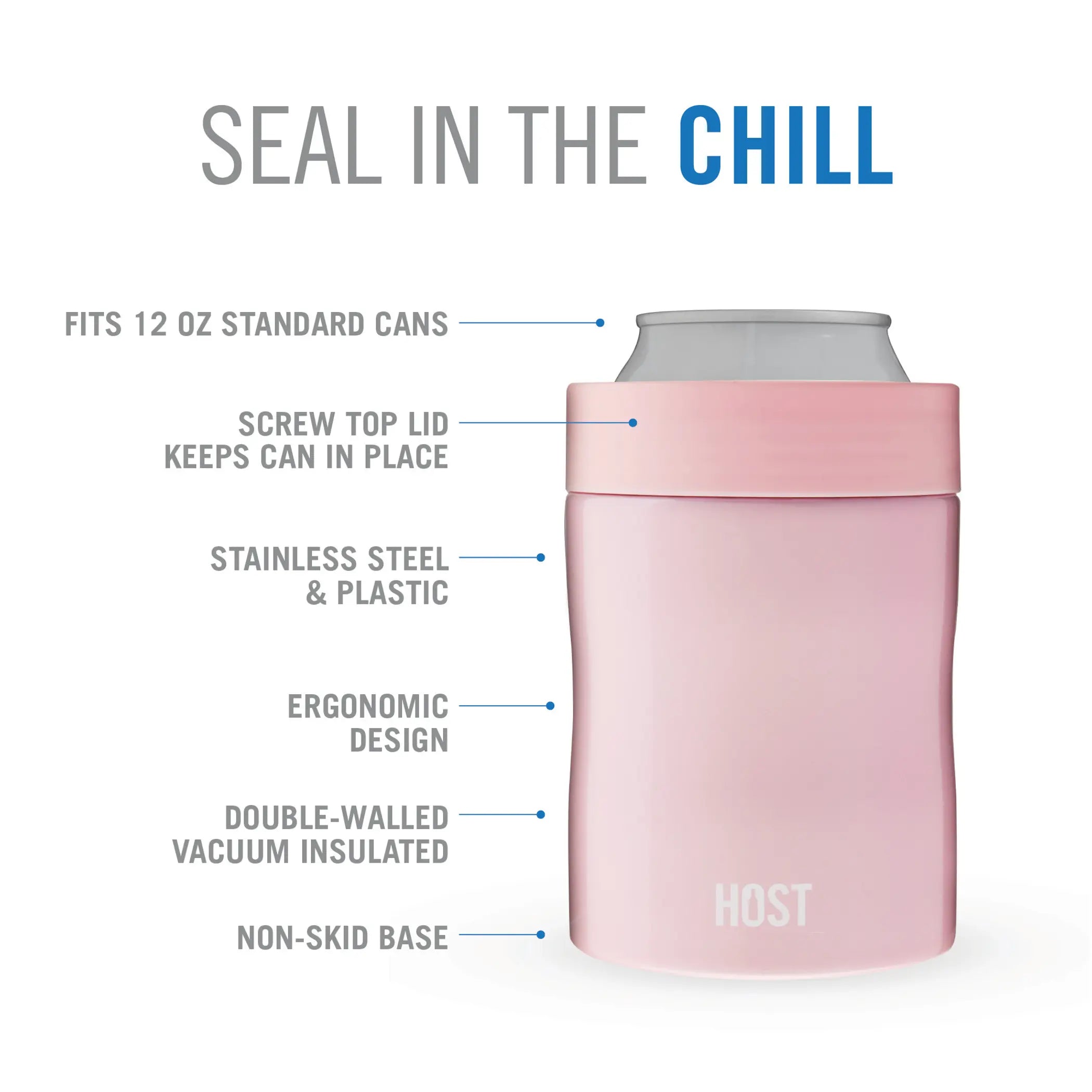 Stay-Chill Standard Can Cooler in Peony Pink by HOST Host