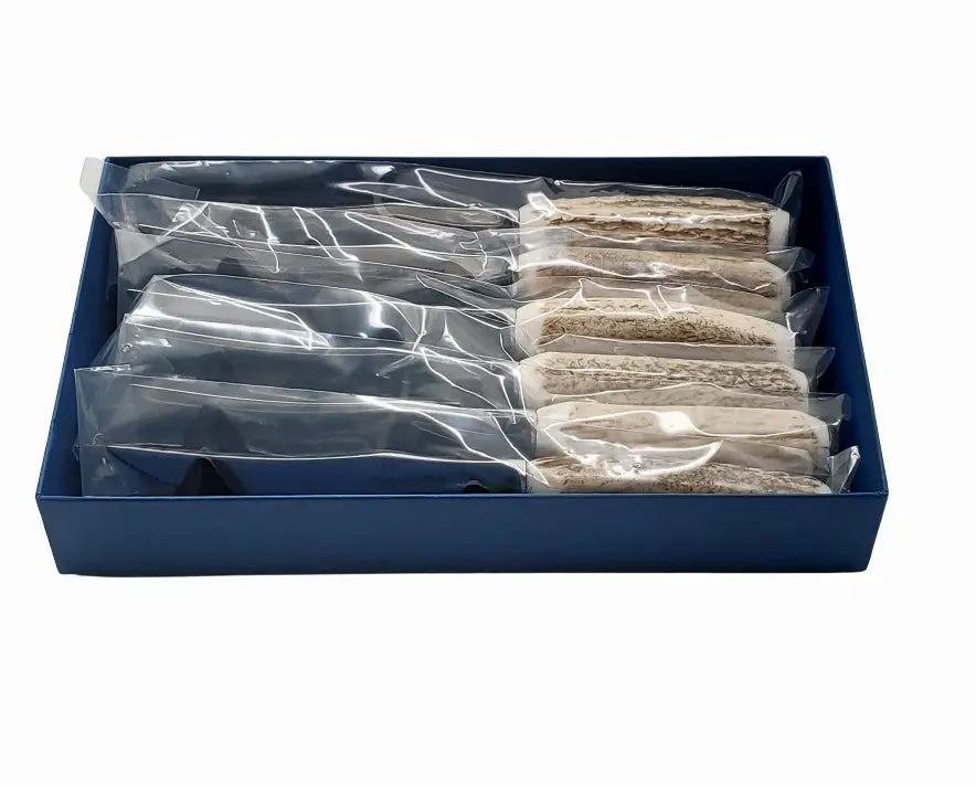 Steak Knives-Set/6 Light Horn Handles Stainless Serrated Blade Corbell Silver