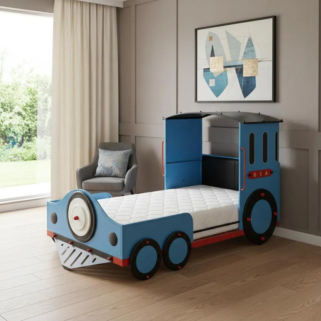 Steel Twin Red White and Blue Bed Homeroots Bed & Bath