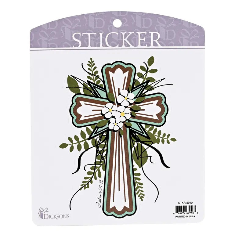 Sticker Floral Cross Joshua 24:15 Dicksons Inc