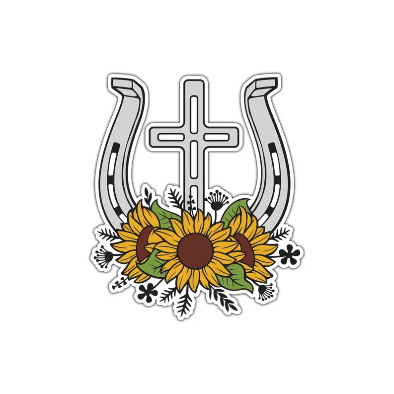 Sticker Horseshoe Cross And Sunflowers Dicksons Inc